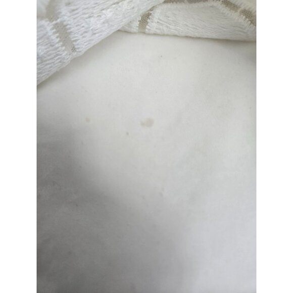 Anne Klein White Textured Long Sleeve Blouse Size 14 Hexagonal Pattern READ - Picture 6 of 7